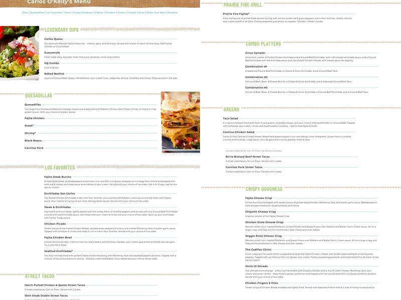 Carlos O'Kelly's - Wichita-West Menu