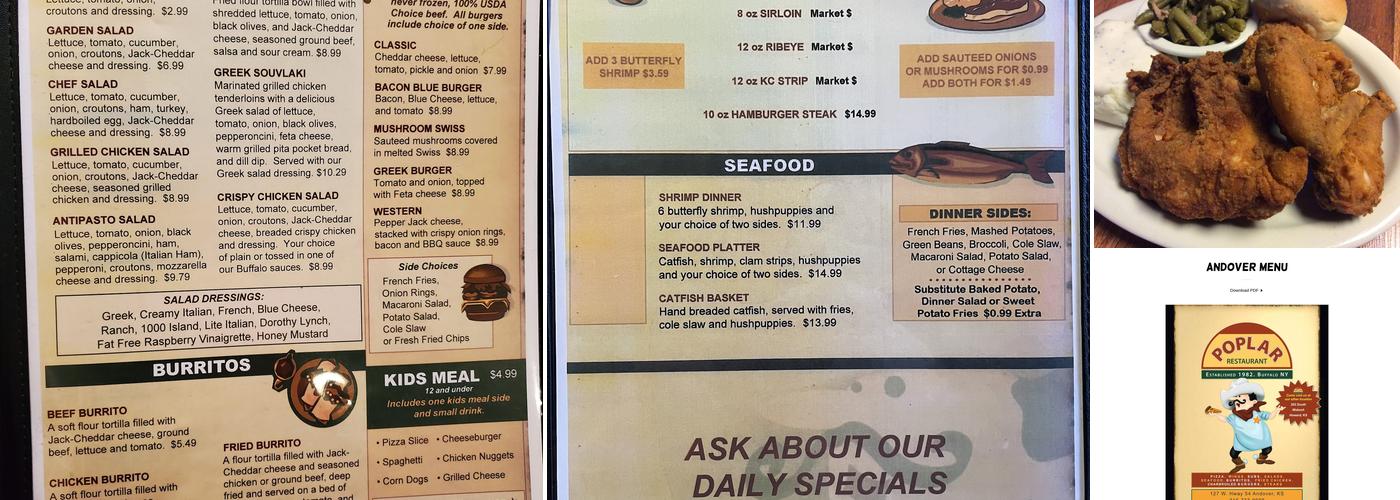 Poplar Restaurant Menu