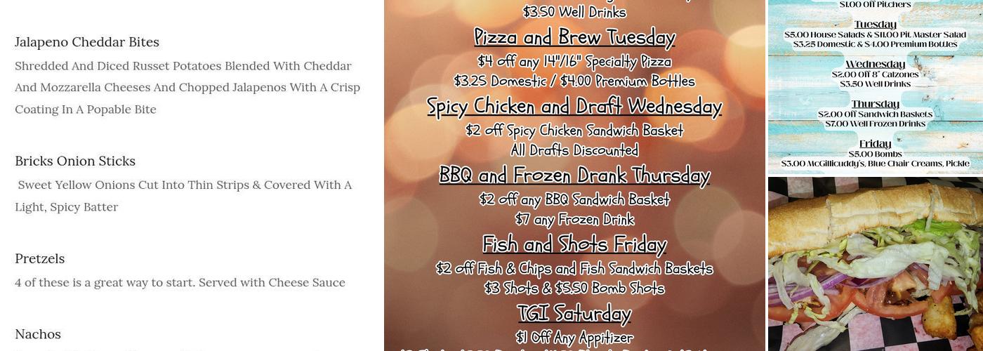 Bricks Bar & Grill Menu