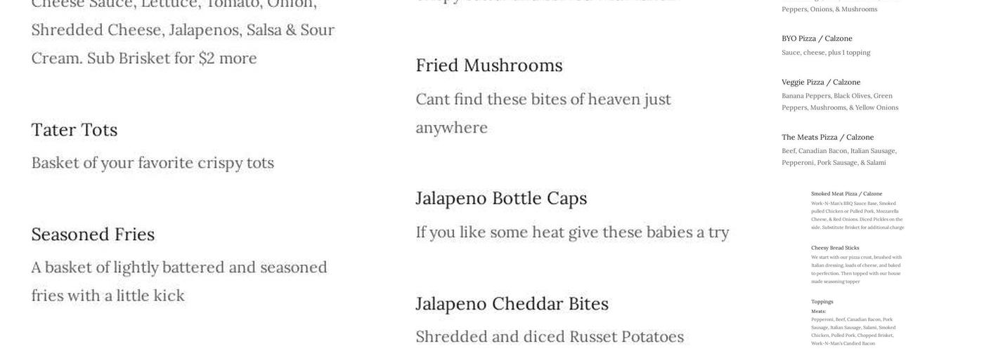 Bricks Bar & Grill Menu