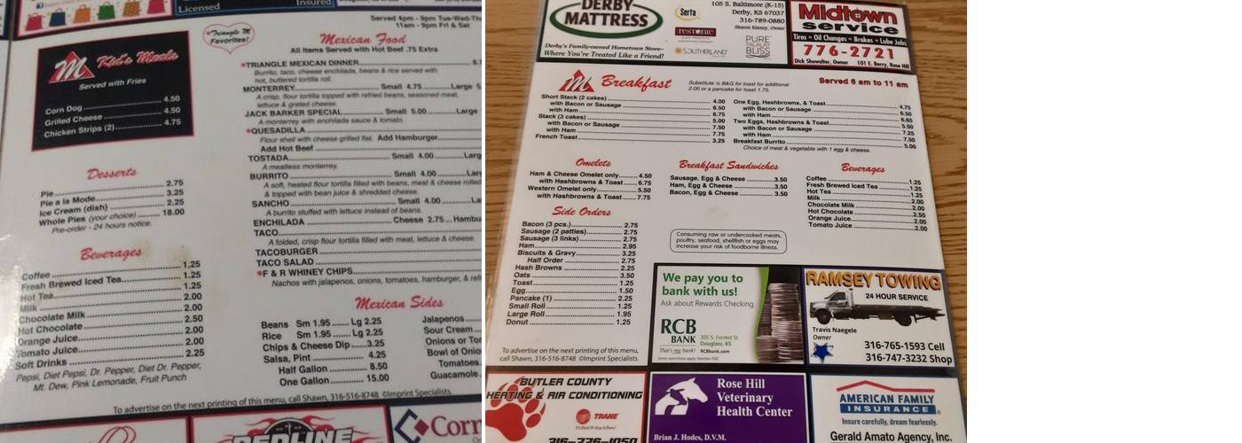 Triangle Restaurant Menu