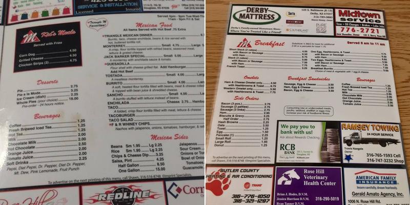 Triangle Restaurant Menu