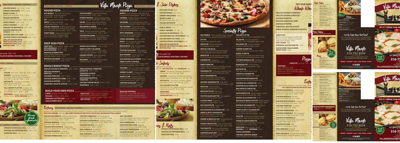 Villa Monte Menu