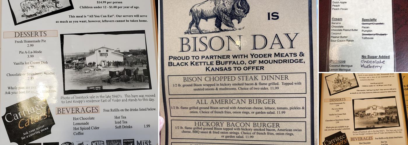 Carriage Crossing Restaurant and Bakery Menu