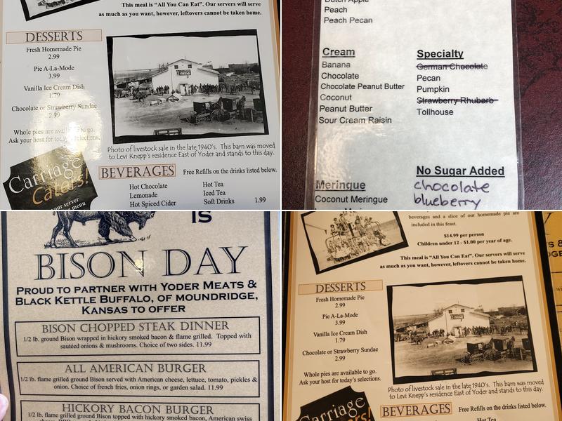 Carriage Crossing Restaurant and Bakery Menu