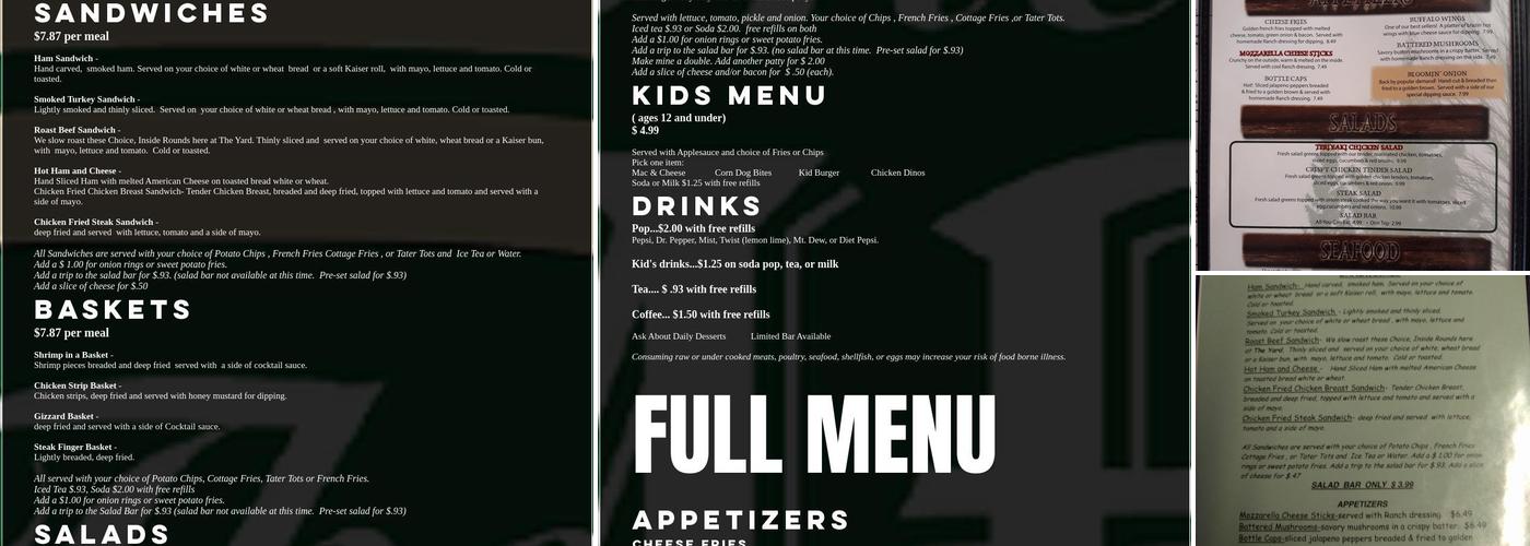 Steakhouse at Zenda lumberyard Menu