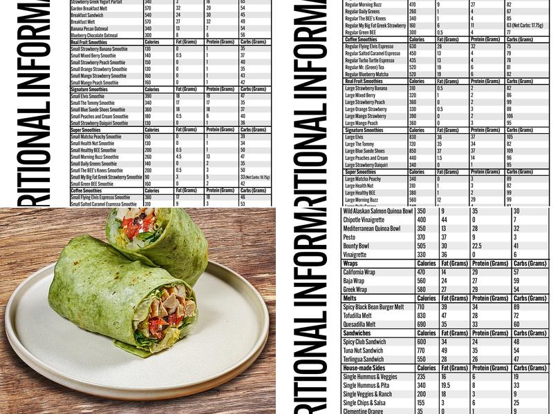 Bee Healthy Cafe (OU Medical - University Health Club) Menu