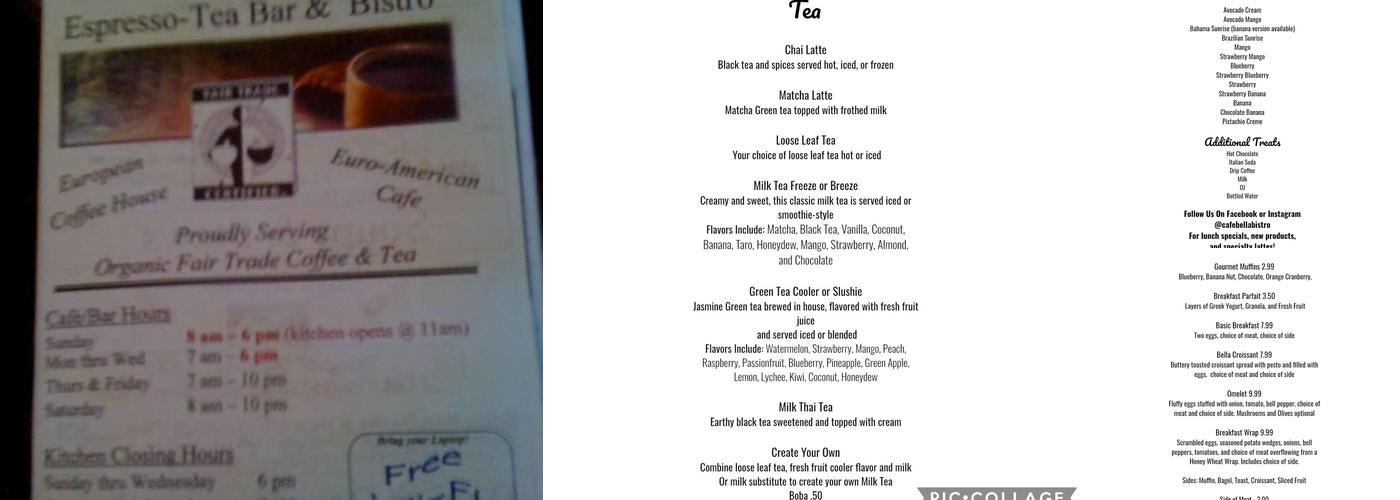 Cafe Bella Menu