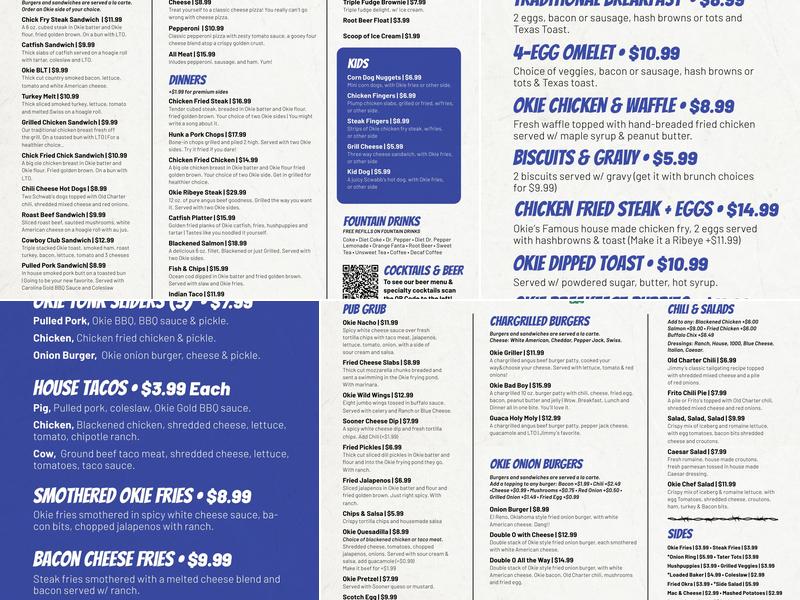 Okie Tonk Cafe Menu