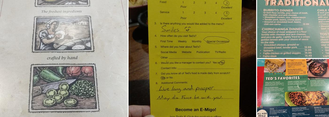 Ted's Café Escondido Menu