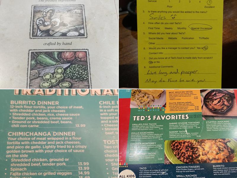Ted's Café Escondido Menu