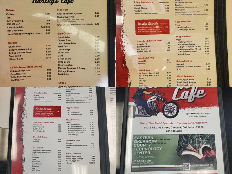Harley's Cafe Menu