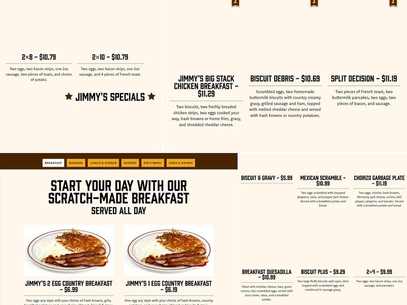 Jimmy's Round-up Cafe & Fried Pies Menu