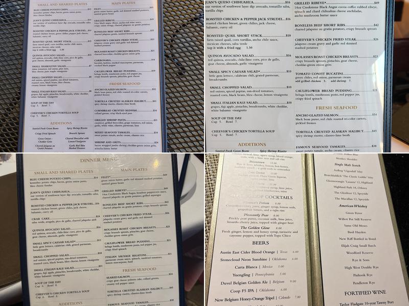 Cheever's Cafe Menu