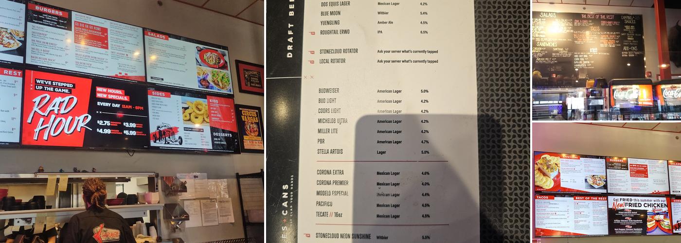 The Garage Burgers & Beer Menu