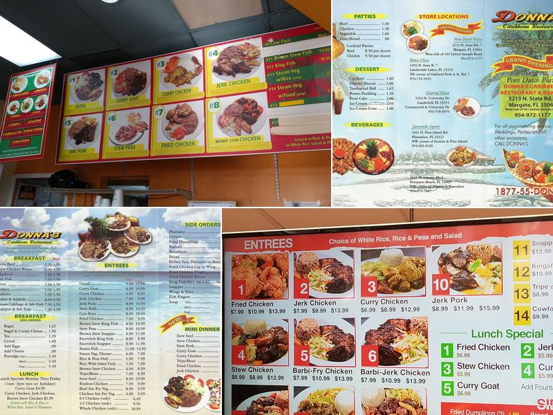 Donna's Caribbean Restaurant Menu