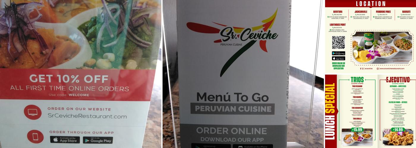 Sr. Ceviche Margate Menu