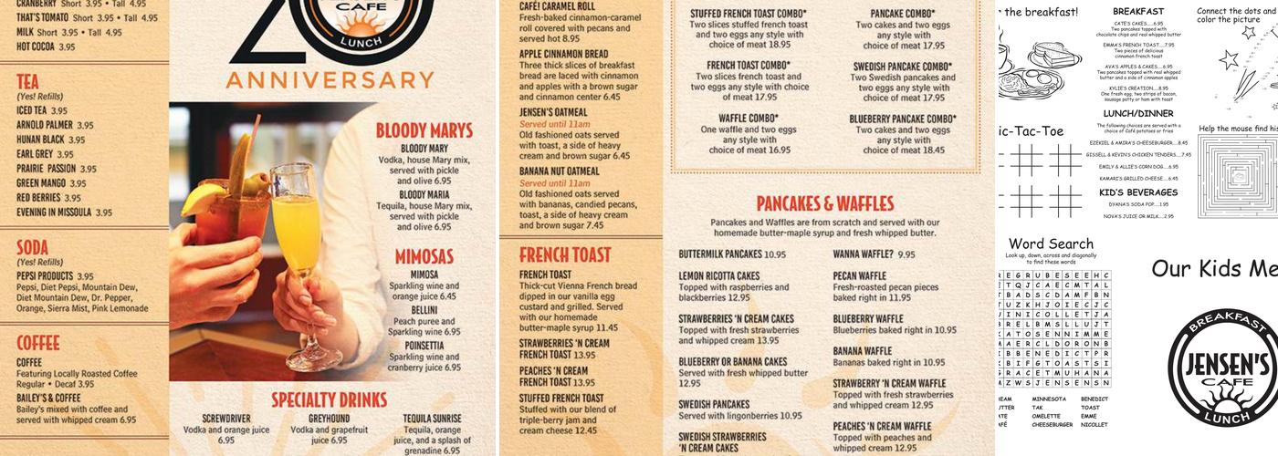 Jensen's Cafe Menu