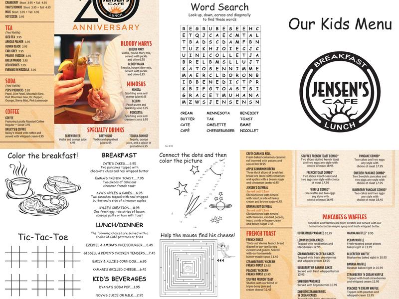 Jensen's Cafe Menu