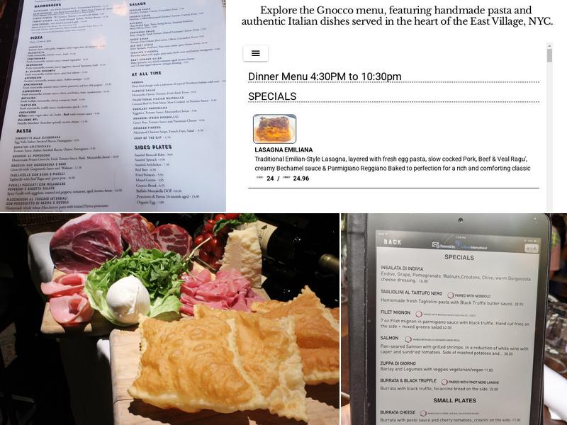 Gnocco Menu
