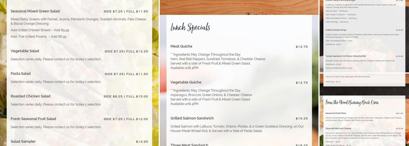 Ettore's Bakery and Restaurant Menu