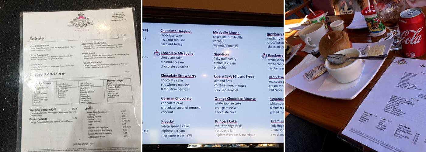 Mirabelle Café Menu