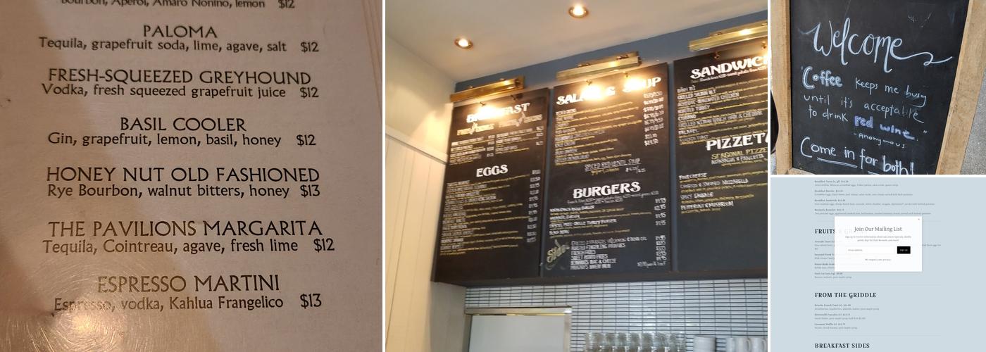 Cafe Bernardo at Pavilions Menu