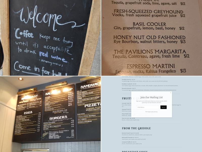 Cafe Bernardo at Pavilions Menu