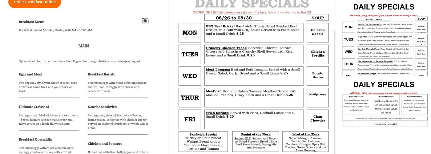 Café Express Menu