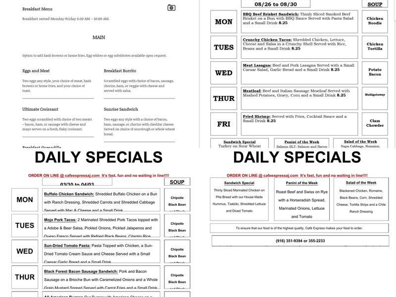 Café Express Menu