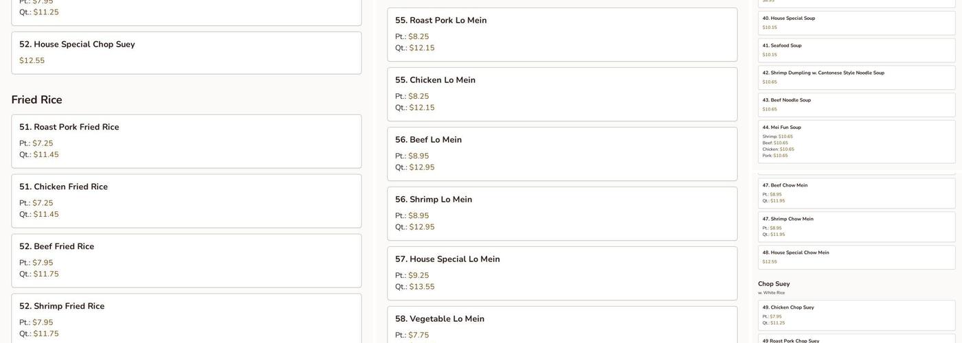 China Inn Kitchen Menu