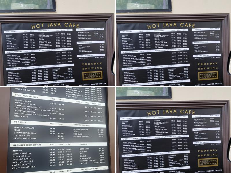 Hot Java Cafe Menu