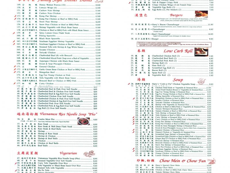 Harry's Cafe Menu
