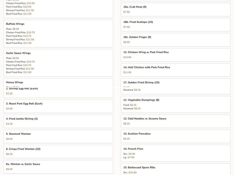 88 Ho Hing Kitchen Menu