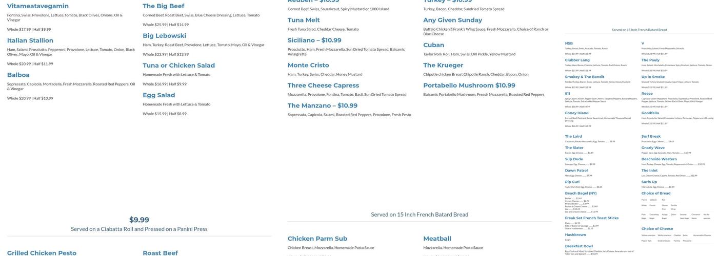 Manzano's Beachside Deli Menu
