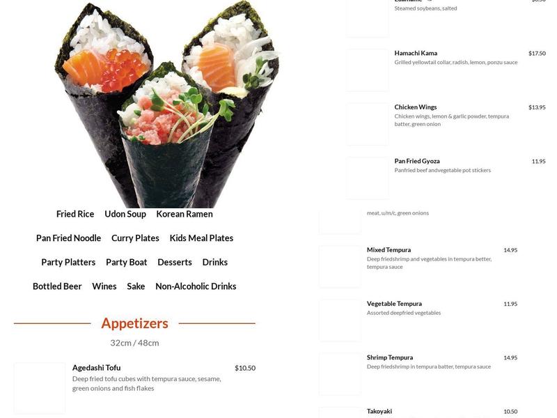 Soho Sushi Menu