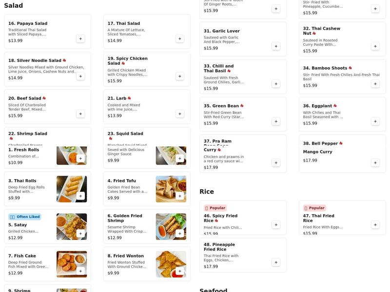 Sala Thai Menu