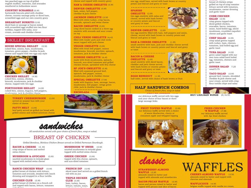 Sunrise Waffle shop Menu