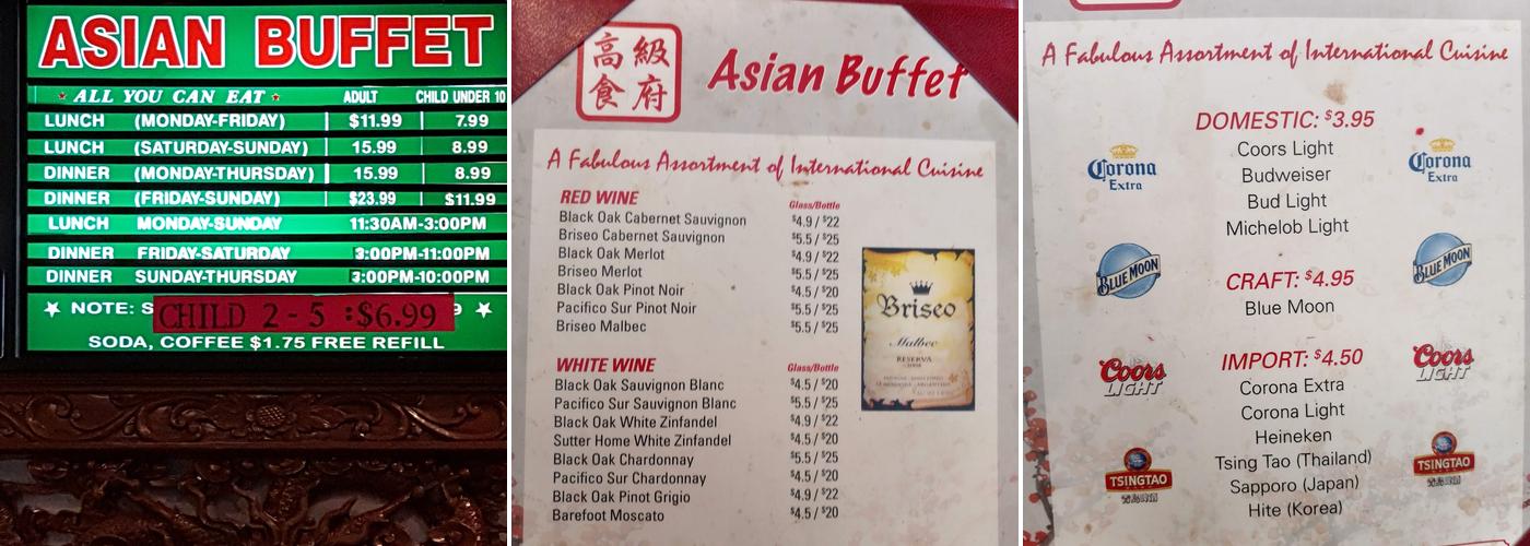 Asian Buffet Menu