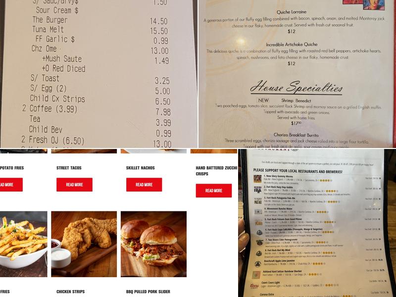 Brookfields Restaurant Rancho Cordova Menu