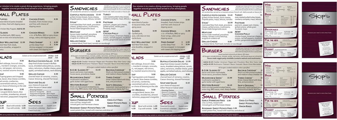 Skip's Kitchen Menu
