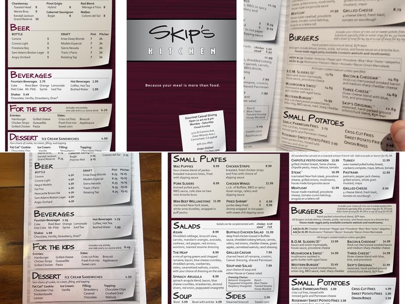 Skip's Kitchen Menu