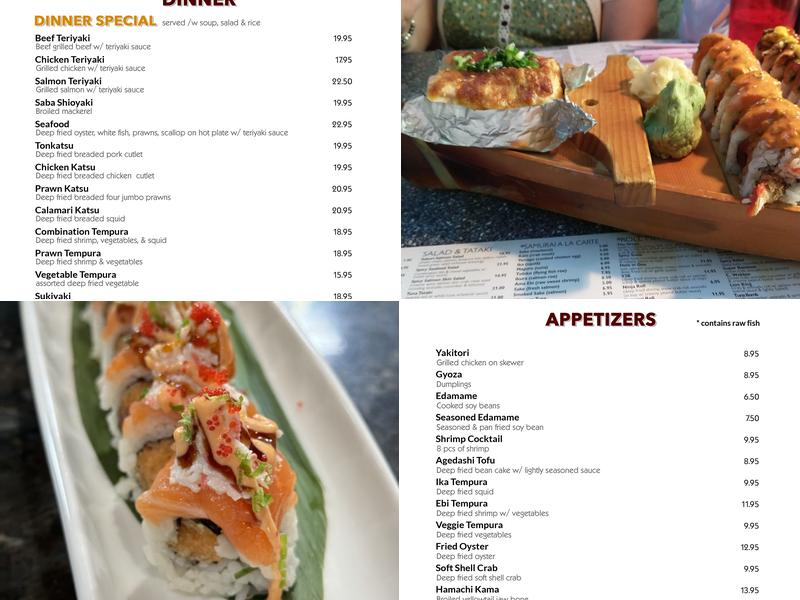 Samurai Sushi Menu