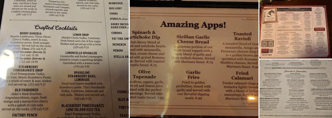 The Old Spaghetti Factory Menu