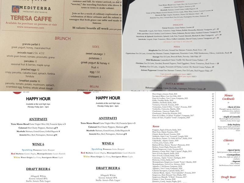 Teresa's Pizza | Wine Bar Menu