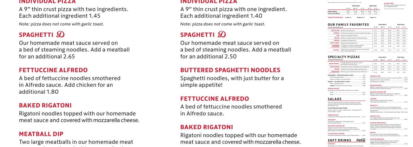 Detello's Menu