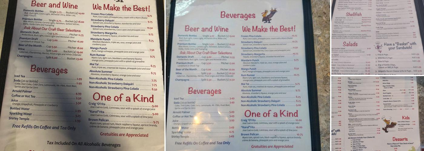 Our Deck Down Under Menu