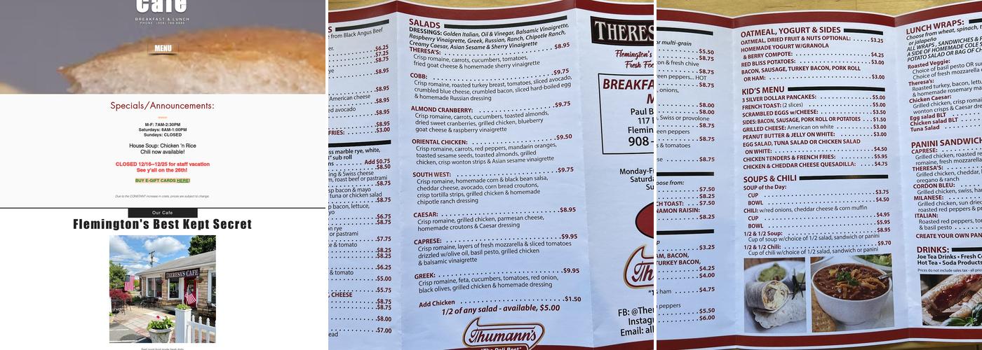 Theresa's Cafe Menu