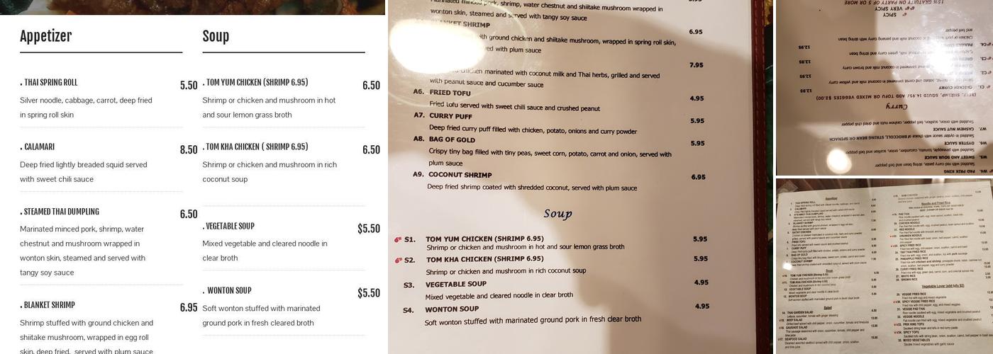 Tiny Thai Restaurant Menu