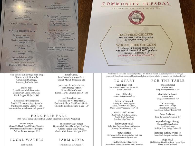 Brick Farm Tavern Menu
